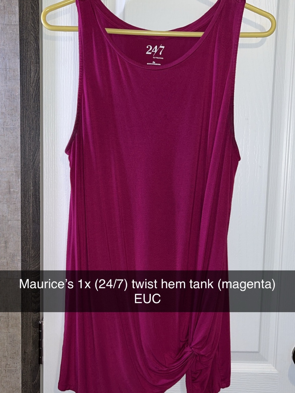 Maurices Magenta Twist-Hem Tank Top
